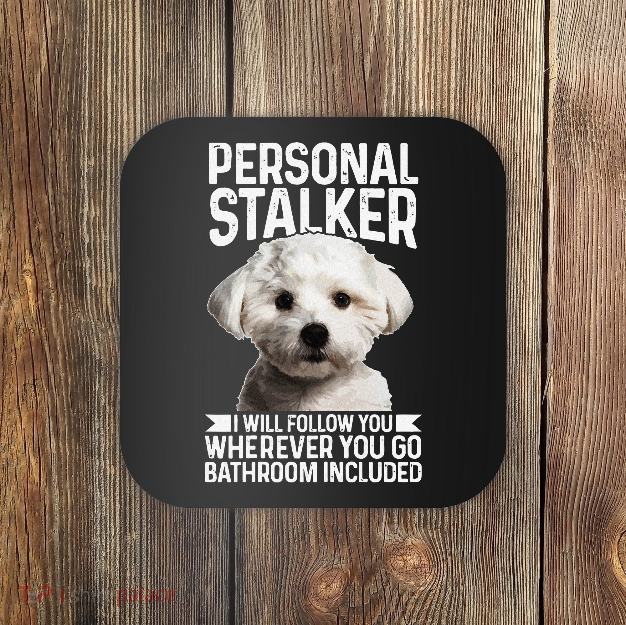 Maltese Personal Stalker Funny Cute Dog Maltese Mom Coaster