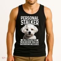 Maltese Personal Stalker Funny Cute Dog Maltese Mom Tank Top thumb 3