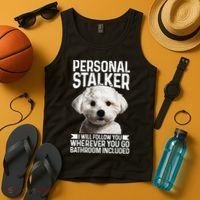 Maltese Personal Stalker Funny Cute Dog Maltese Mom Tank Top thumb 4