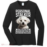 Maltese Personal Stalker Funny Cute Dog Maltese Mom Women's Long Sleeve Shirt thumb 0