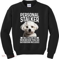 Maltese Personal Stalker Funny Cute Dog Maltese Mom Kids Sweatshirt thumb 0