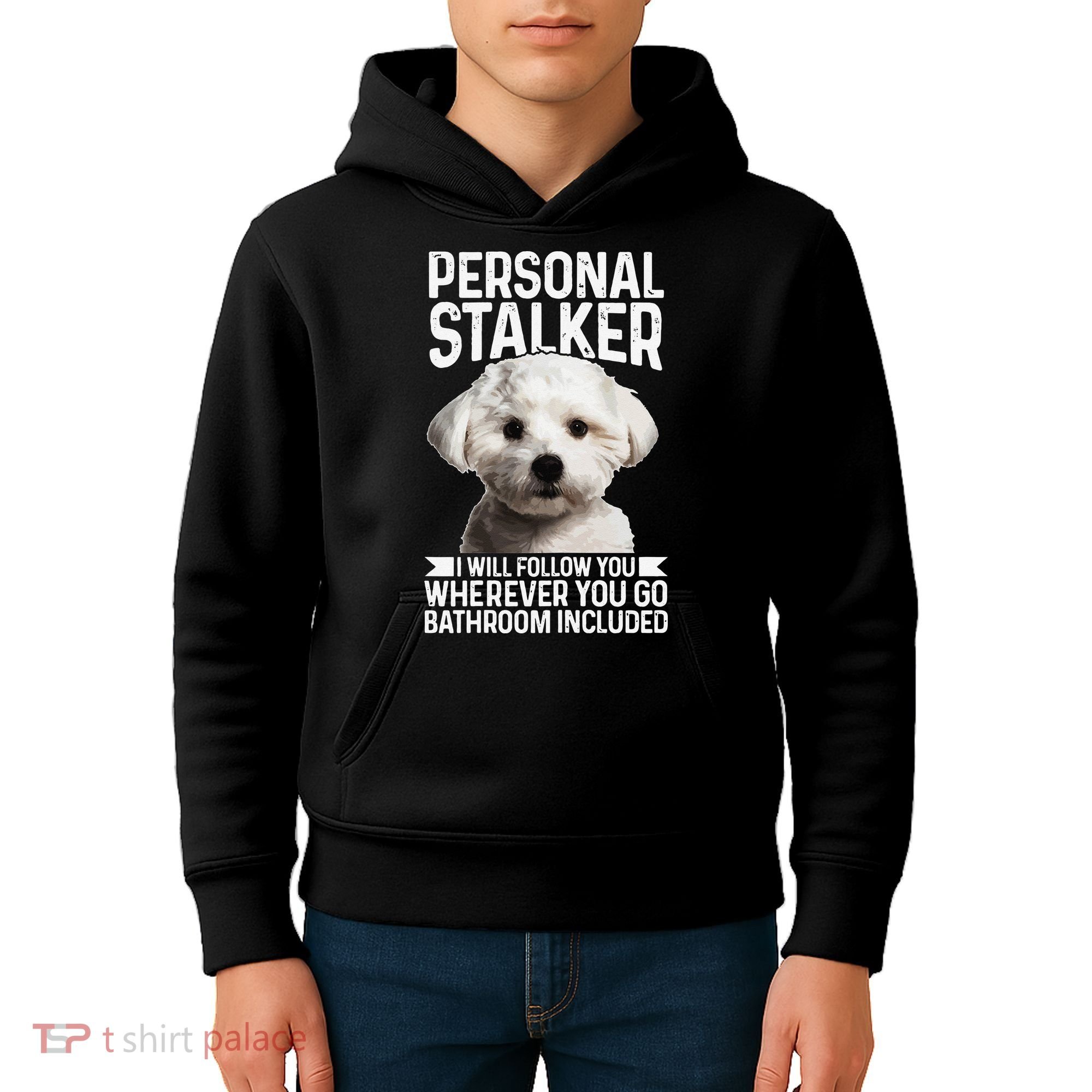 Maltese Personal Stalker Funny Cute Dog Maltese Mom Kids Hoodie