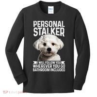 Maltese Personal Stalker Funny Cute Dog Maltese Mom Kids Long Sleeve Shirt thumb 0