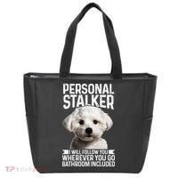 Maltese Personal Stalker Funny Cute Dog Maltese Mom Tote Bag thumb 0