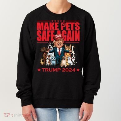 Make Pets Safe Again Trump 2024 Funny Cartoon Women's Sweatshirt