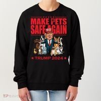 Make Pets Safe Again Trump 2024 Funny Cartoon Women's Sweatshirt thumb 0