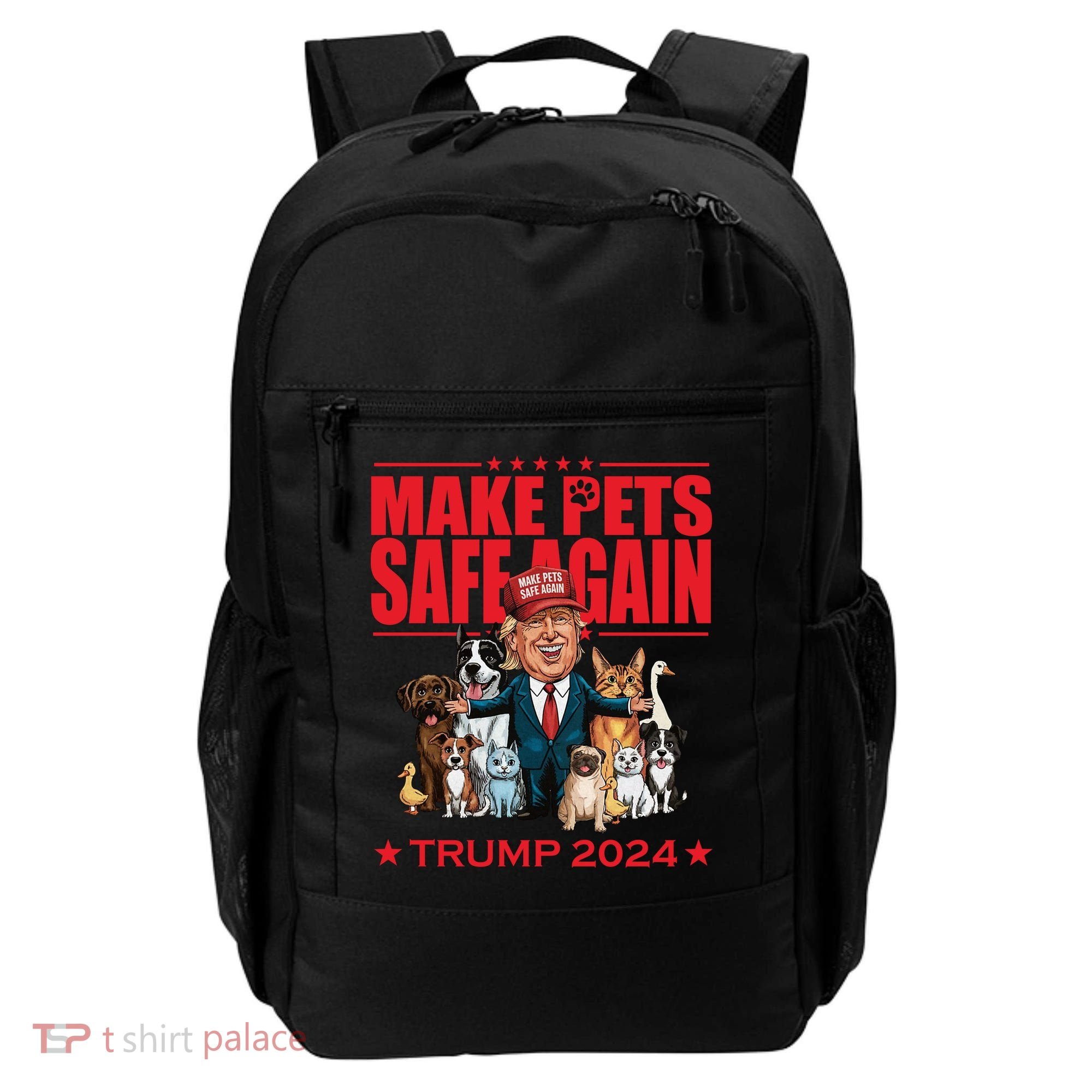 Make Pets Safe Again Trump 2024 Funny Cartoon Backpack