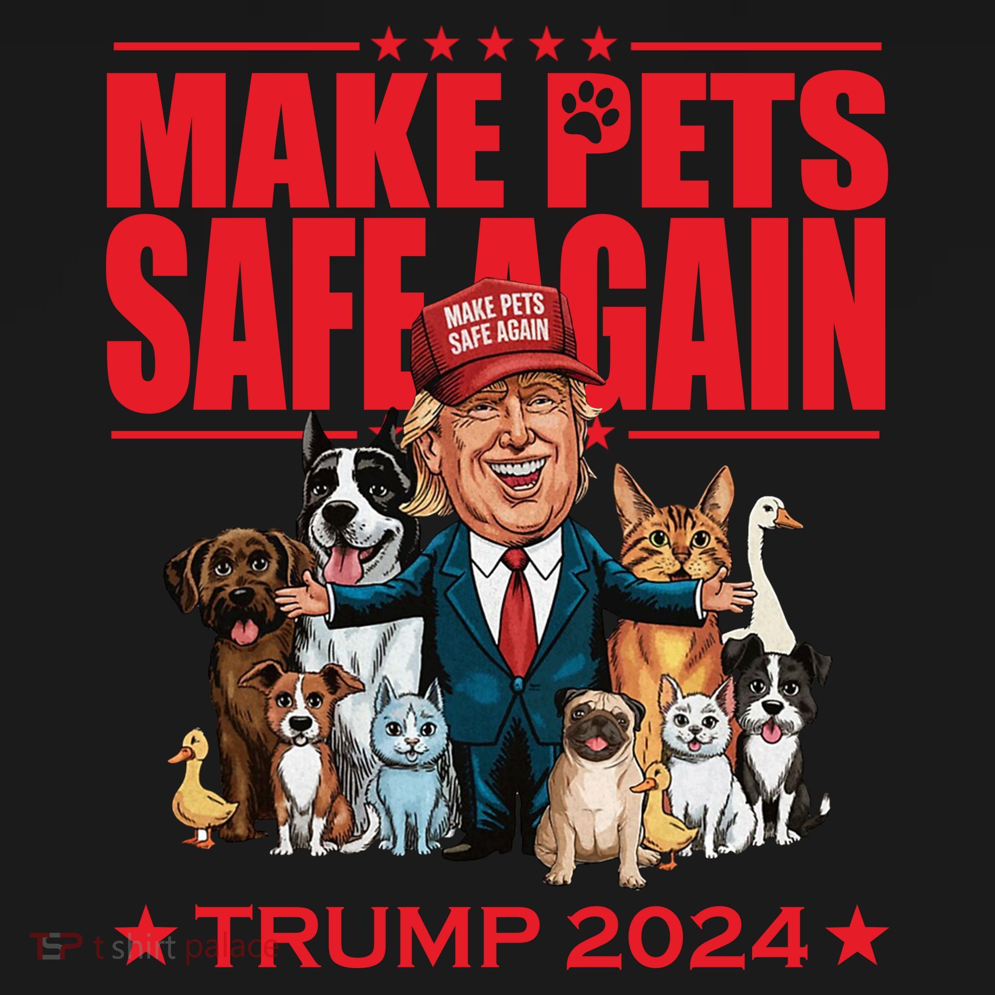 Make Pets Safe Again Trump 2024 Funny Cartoon Backpack