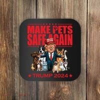 Make Pets Safe Again Trump 2024 Funny Cartoon Coaster thumb 0