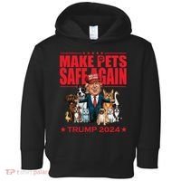 Make Pets Safe Again Trump 2024 Funny Cartoon Toddler Hoodie thumb 0