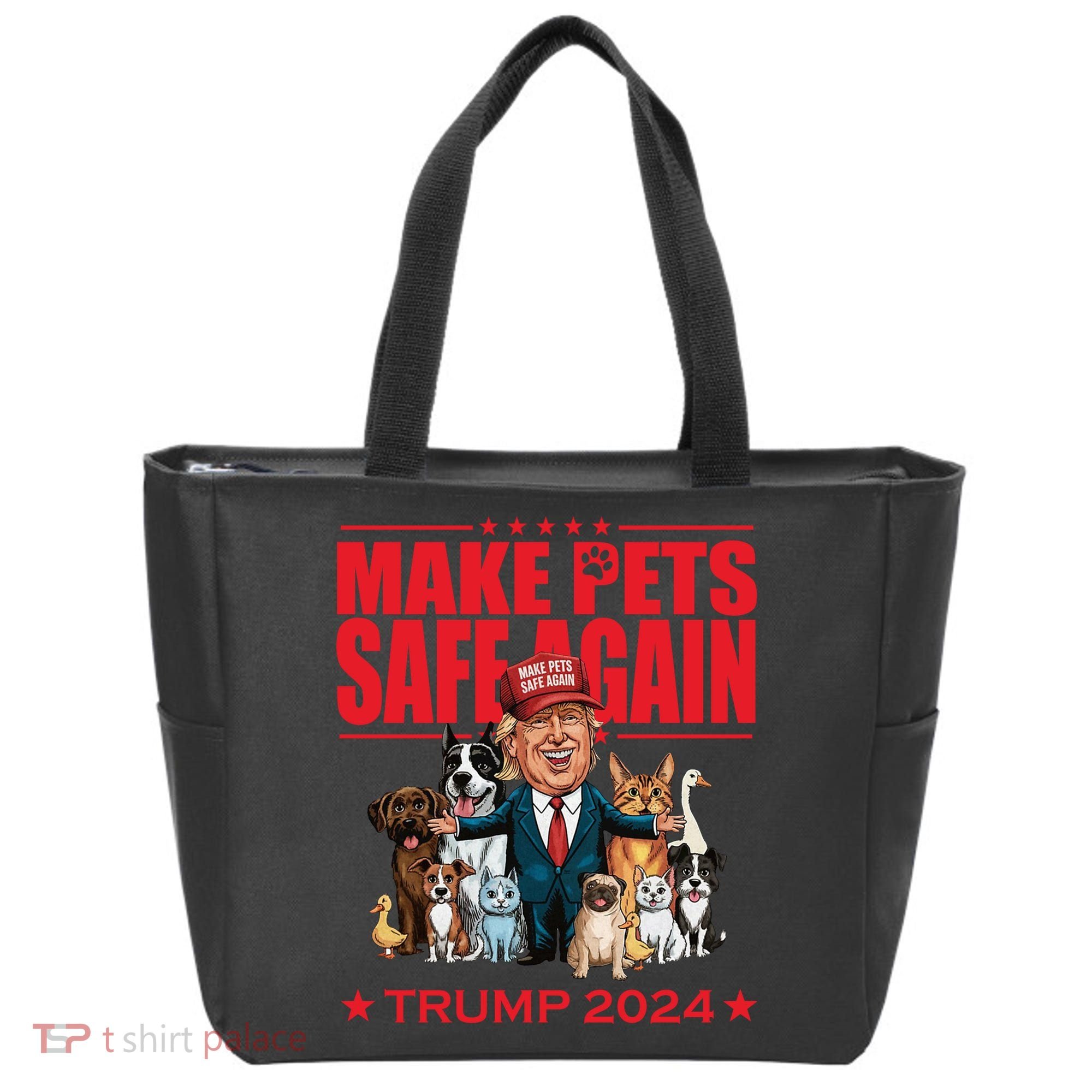 Make Pets Safe Again Trump 2024 Funny Cartoon Tote Bag