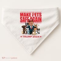 Make Pets Safe Again Trump 2024 Funny Cartoon USA-Made Doggie Bandana thumb 0