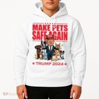 Make Pets Safe Again Trump 2024 Funny Cartoon Hoodie thumb 2