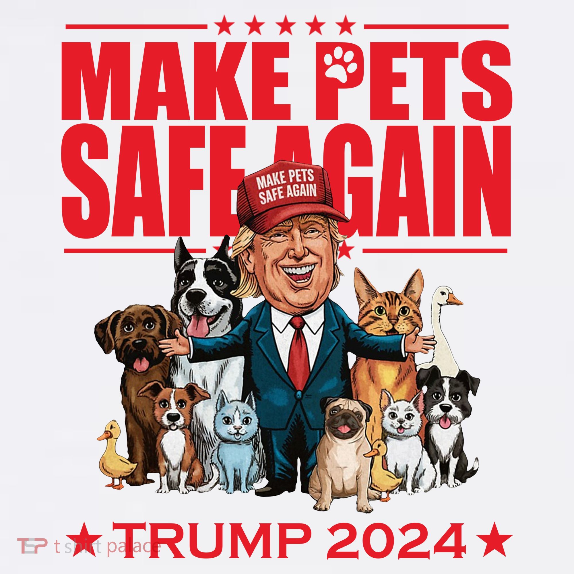 Make Pets Safe Again Trump 2024 Funny Cartoon Long Sleeve Shirt