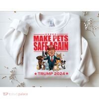 Make Pets Safe Again Trump 2024 Funny Cartoon Sweatshirt thumb 2