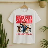 Make Pets Safe Again Trump 2024 Funny Cartoon T-Shirt thumb 2