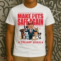 Make Pets Safe Again Trump 2024 Funny Cartoon T-Shirt thumb 3