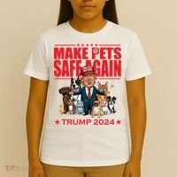 Make Pets Safe Again Trump 2024 Funny Cartoon T-Shirt thumb 4