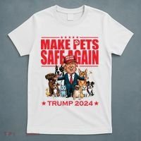 Make Pets Safe Again Trump 2024 Funny Cartoon T-Shirt thumb 5
