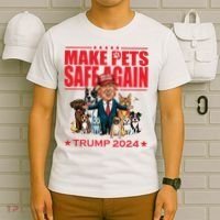 Make Pets Safe Again Trump 2024 Funny Cartoon T-Shirt thumb 6
