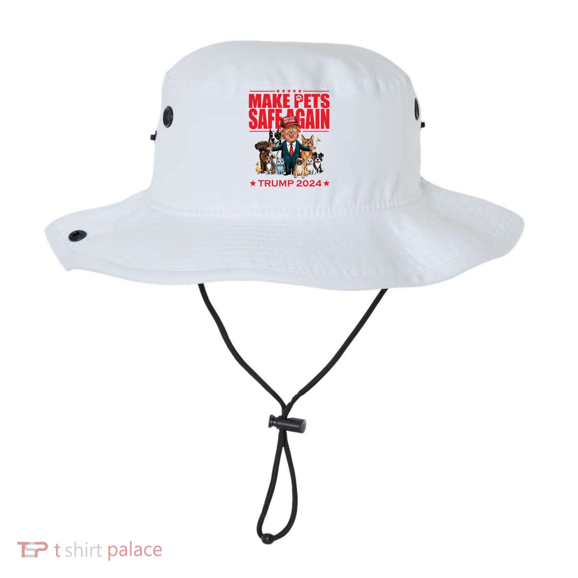 Make Pets Safe Again Trump 2024 Funny Cartoon Bucket Hat