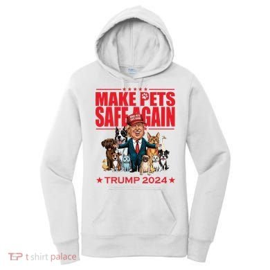 Make Pets Safe Again Trump 2024 Funny Cartoon Women's Hoodie