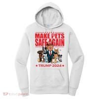 Make Pets Safe Again Trump 2024 Funny Cartoon Women's Hoodie thumb 0