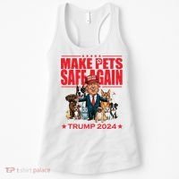 Make Pets Safe Again Trump 2024 Funny Cartoon Women's Tank Top thumb 0