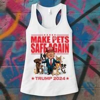 Make Pets Safe Again Trump 2024 Funny Cartoon Women's Tank Top thumb 3