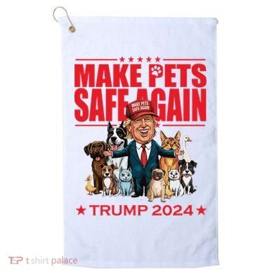 Make Pets Safe Again Trump 2024 Funny Cartoon Golf Towel