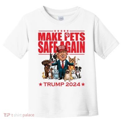 Make Pets Safe Again Trump 2024 Funny Cartoon Toddler T-Shirt