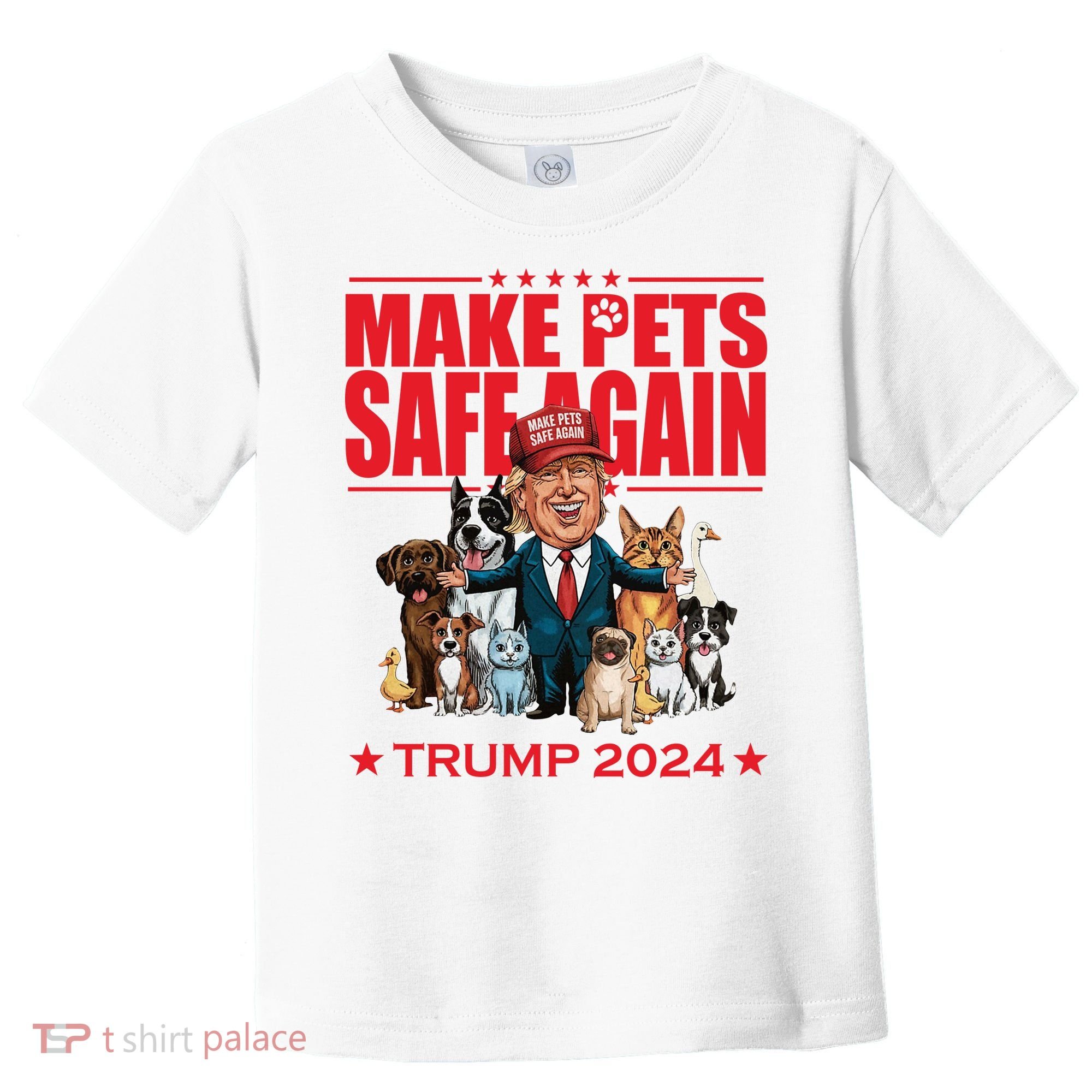 Make Pets Safe Again Trump 2024 Funny Cartoon Toddler T-Shirt