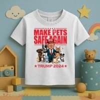 Make Pets Safe Again Trump 2024 Funny Cartoon Toddler T-Shirt thumb 3