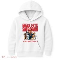 Make Pets Safe Again Trump 2024 Funny Cartoon Kids Hoodie thumb 0