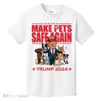 Make Pets Safe Again Trump 2024 Funny Cartoon Kids T-Shirt thumb 0
