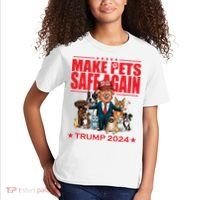 Make Pets Safe Again Trump 2024 Funny Cartoon Kids T-Shirt thumb 2