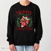 Merry Principal Social Club Pencil Coquette Bow Teacher Xmas Women's Sweatshirt thumb 0