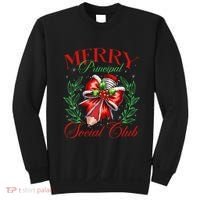 Merry Principal Social Club Pencil Coquette Bow Teacher Xmas Sweatshirt thumb 0