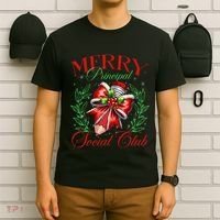 Merry Principal Social Club Pencil Coquette Bow Teacher Xmas T-Shirt thumb 6