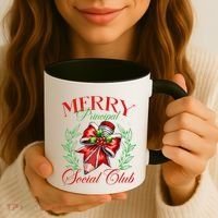 Merry Principal Social Club Pencil Coquette Bow Teacher Xmas Coffee Mug thumb 3