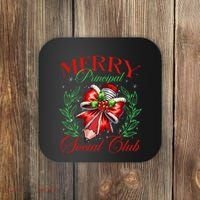Merry Principal Social Club Pencil Coquette Bow Teacher Xmas Coaster thumb 0