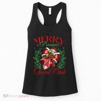 Merry Principal Social Club Pencil Coquette Bow Teacher Xmas Women's Tank Top thumb 0