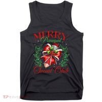 Merry Principal Social Club Pencil Coquette Bow Teacher Xmas Tank Top thumb 0
