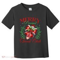 Merry Principal Social Club Pencil Coquette Bow Teacher Xmas Toddler T-Shirt thumb 0