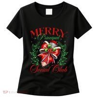 Merry Principal Social Club Pencil Coquette Bow Teacher Xmas Women's T-Shirt thumb 0