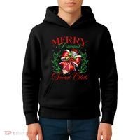 Merry Principal Social Club Pencil Coquette Bow Teacher Xmas Kids Hoodie thumb 4