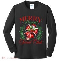 Merry Principal Social Club Pencil Coquette Bow Teacher Xmas Kids Long Sleeve Shirt thumb 0