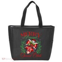 Merry Principal Social Club Pencil Coquette Bow Teacher Xmas Tote Bag thumb 0