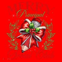 Merry Principal Social Club Pencil Coquette Bow Teacher Xmas Santa Hat thumb 1