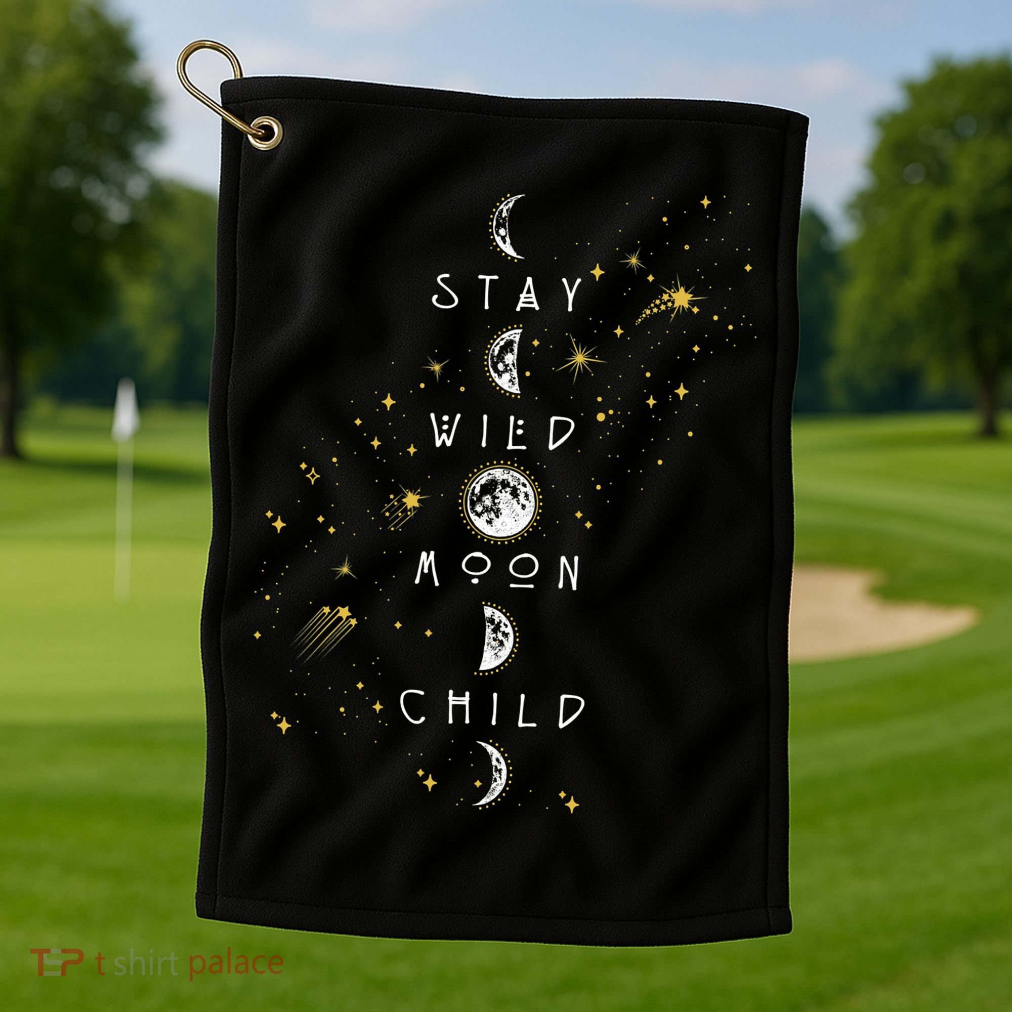 Moon Phase Stay Wild Moon Child Gift Idea Golf Towel